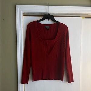 New York & Company Red Ribbed Sweater